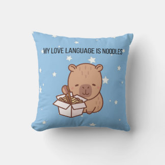 Almofada My Love Language Is Noodles | Kawaii Capybara Deco