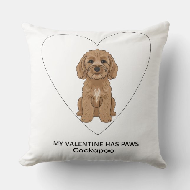 Almofada My Valentine Has Paws Cockapoo Personalise (Frente)