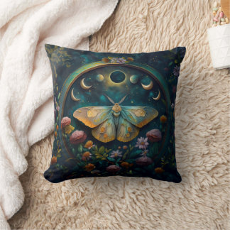 Almofada Mystical Moth and Moon Phases Portal Reversible