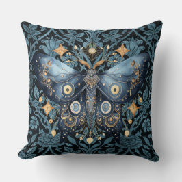 Almofada Mystical Watercolor Blue e Dourada Night Moth