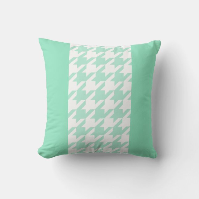 Almofada na moda aquamarine houndstooth com monograma (Frente)