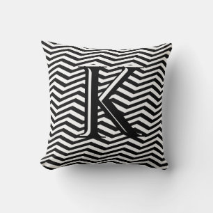 Almofada Na moda Black White Chevron Stripe Monograma Perso