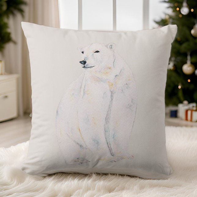 Almofada Na moda Boêmia do Urso Polar de Aquarela (Criador carregado)