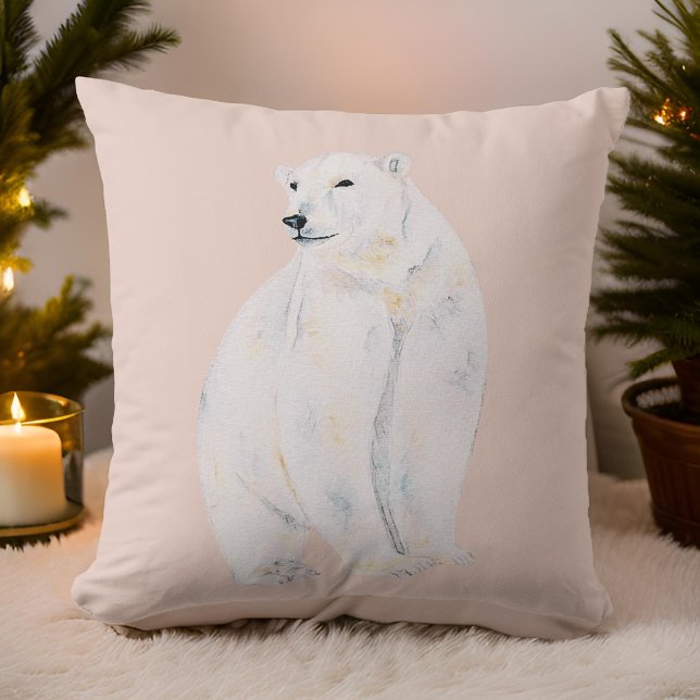 Almofada Na moda Boêmia do Urso Polar de Aquarela (Criador carregado)