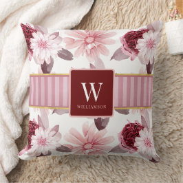 Almofada Na moda Branco Magenta Cor-de-rosa, Forma Floral M