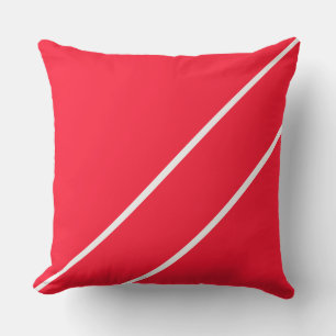Almofada Na moda Bright - Faixa Diagonal Branca Vermelha Ná