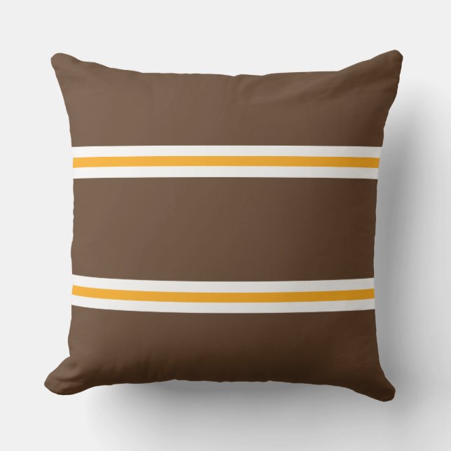 Almofada Na moda Brown Yellow Summer Stripes (Frente)