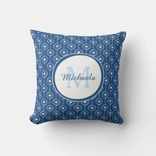 Almofada Na moda Classic Blue Monogramed Name Pontos cardía