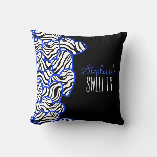 Almofada Na moda Cobalt Sweet 16 Zebra Heart Design (Frente)