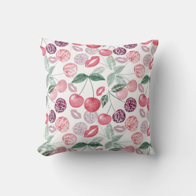 Almofada Na moda de fruta de cereja vermelha (Frente)