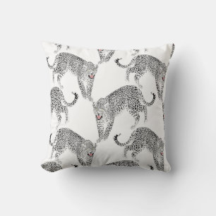Almofada Na moda, Design branco, de animais-leopardo preto
