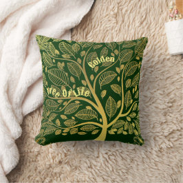 Almofada Na moda Dourada Árvore De Folhagem Verde