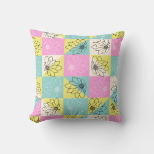Almofada Na moda Floral cor-de-rosa e Pastel amarelo verifi