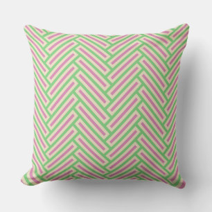 Almofada Na moda HerringBone Creme Verde Rosa