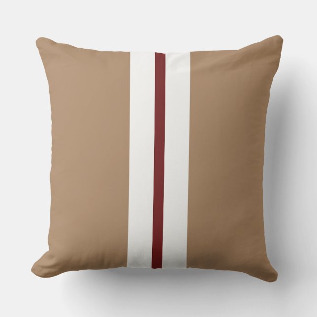 Almofada Na moda Mocha Brown Dark Red Racing Stripes (Frente)