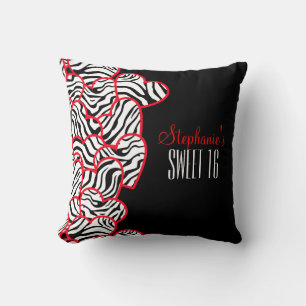 Almofada Na moda Red Sweet 16 Zebra Heart Design
