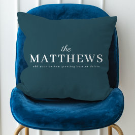 Almofada Na moda Teal | Nome Azul Mínimo Moderno