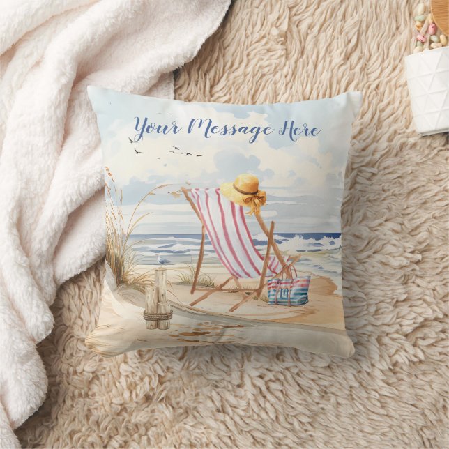 Almofada Na moda Watercolor Beach Ocean Sand Personalize (Cobertor)