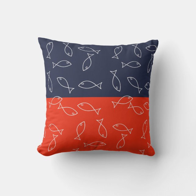 Almofada Na moda White Fish Patterme Sea Theme Travesseiro  (Frente)