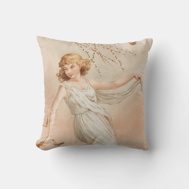 Almofada "Na Páscoa Alegria" - Impressão Vintage, L. Prang  (Frente)