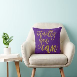 Almofada Na Verdade, Você Pode Motivar Cotação/Dourado/Roxo