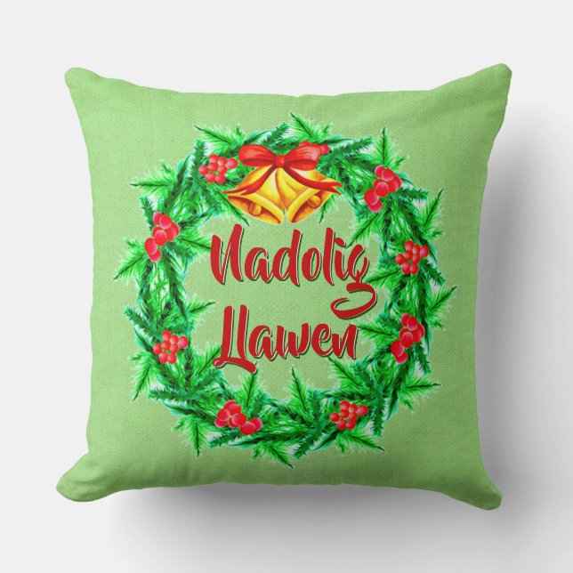 Almofada Nadolig Llawen Welsh Felry Natal (Frente)