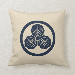 Almofada Nakaoka Japonês Mon Crest Oak Deixa Marinho Profu
