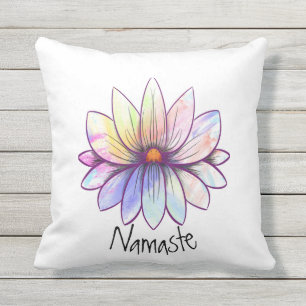 Almofada Namaste, flor pastel de lótus branca