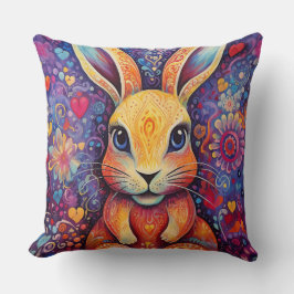 Almofada Namorados Coelhinho Flores corações roxas