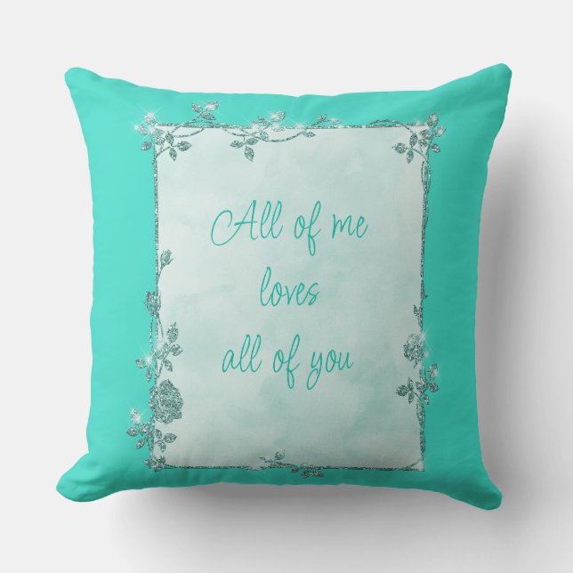 Almofada Namorados de Frame Sparkle Turquoise Elegante (Frente)