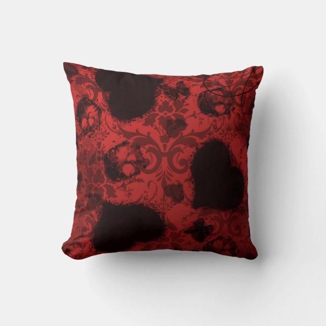 Almofada Namorados Red Grunge Damask (Frente)