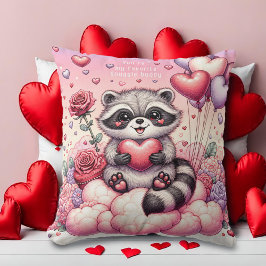 Almofada Namorados rosa e Heart Raccoon