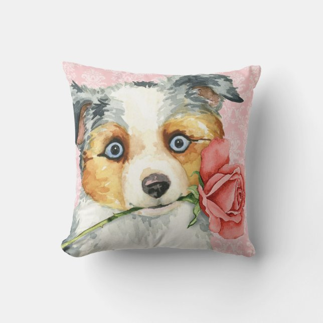 Almofada Namorados Rosa Mini American Shepherd (Frente)