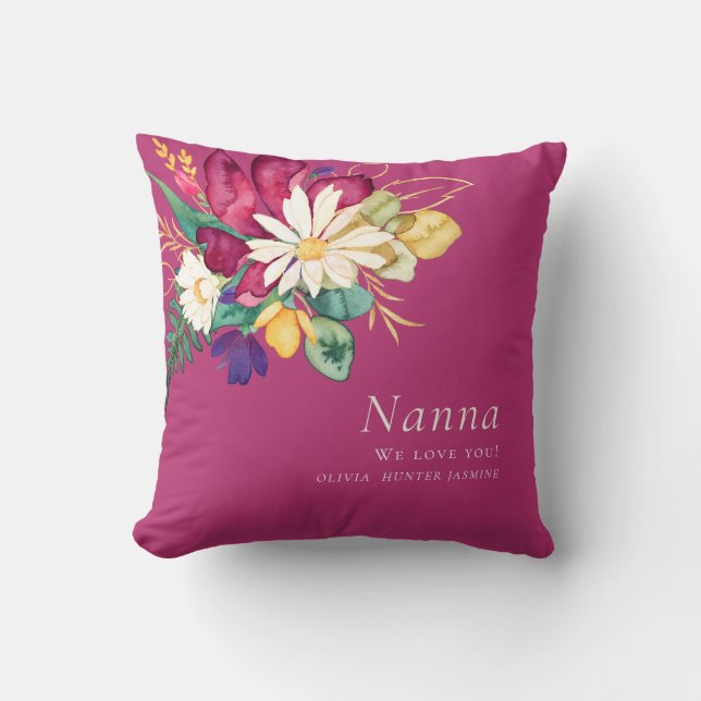 Almofada Nanna elegnat rosa floral personalizado (Frente)