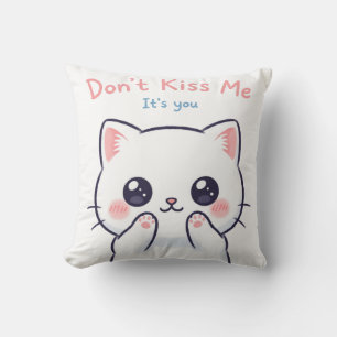Almofada Não me beije a ilustração do gato Kawaii Engraça