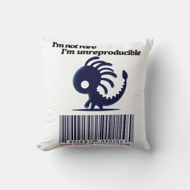Almofada Não sou raro, sou inreprodutível (Frente)