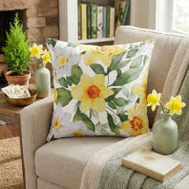 Almofada Narciso Floral Amarelo Vibrante e Branco