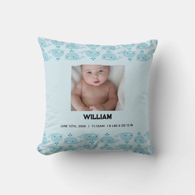 Almofada Narrativas de Data de Nascimento do Menino Azul |  (Frente)