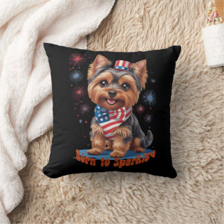 Almofada Nascer a Sparkle - Cute Yorkie 4 de julho Patrioti