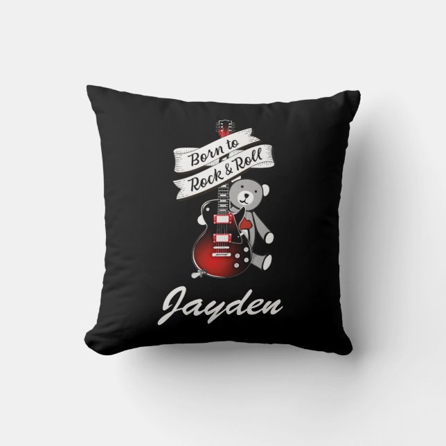 Almofada Nascer ao Rock and Roll Custom Baby Guitar Nursery (Frente)