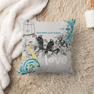 Almofada Nascimento de Peacock, Cinza Amarelo-Bride-Teal