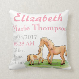 Almofada Nascimento equestre do anúncio do bebê do amor do