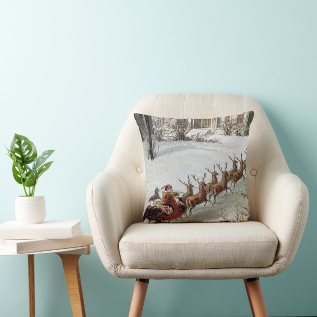 Almofada Natais vintages, Santo Nicholas com Reindeer (Cadeira)