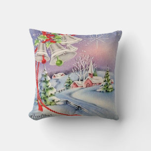 Almofada Natais vintages Silver Belis Igreja Dia de Inverno