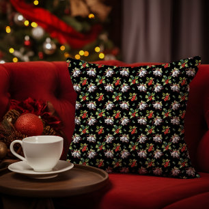 Almofada Natais vintages Sinos de Prata Feriados e Holly