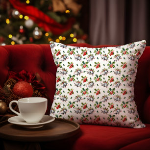 Almofada Natais vintages Sinos de Prata Feriados e Holly