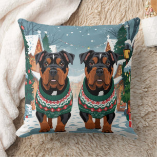 Almofada Natal Americano Staffordshire Neve Férias 