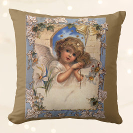 Almofada Natal Antigo, Anjo Vitoriano com Sininhos Dourados
