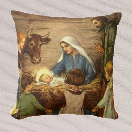 Almofada Natal Antigo, Natividade Religiosa com o Menino Je