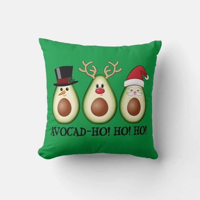Almofada Natal Avocado Frosty, Rudolph e Papais noeis (Frente)